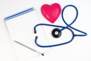 stethoscope and heart symbolizing heart health,